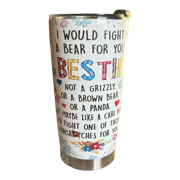 Best Friend 20oz Insulated Stainless Steel Tumbler with Lid, Straw & Brush New - Picture 4 of 9